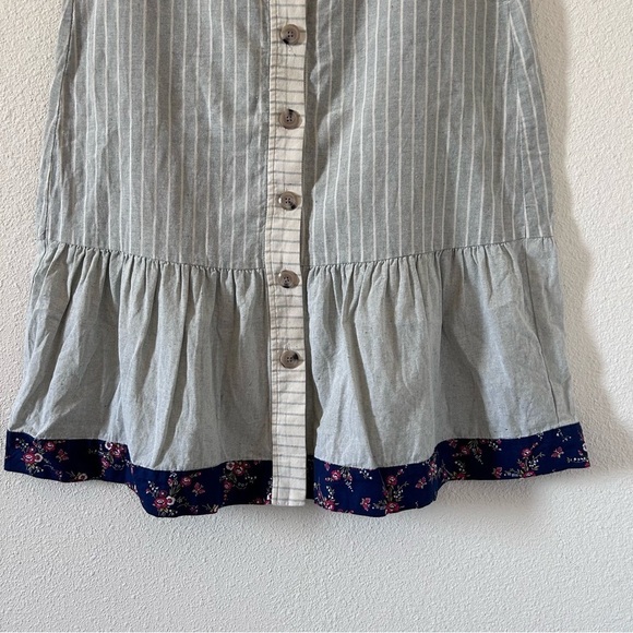 Madewell x The New Denim Project Patchwork Stripe Midi Skirt Sz 6 Beige Blue - Picture 14 of 16